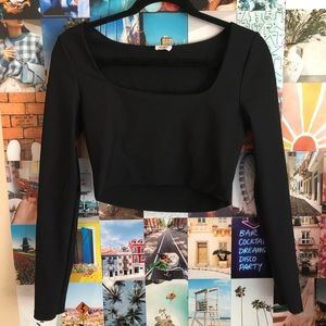 Black Cotton On Long Sleeve Crop Top